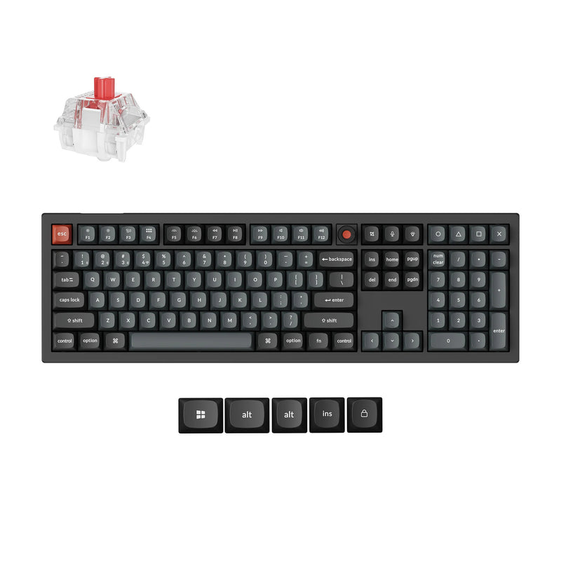 Load image into Gallery viewer, Keychron v6w-d1 8k qmk wired custom mechanical keyboard (zwart, us lay-out (qwerty), super red, 100%, rgb leds, double-shot pbt, hot swap, 8k, knop)