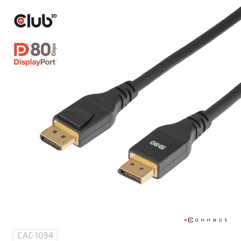 Afbeelding laden in galerijviewer, Club 3d displayport 2.1 vesa dp80 gecertificeerde kabel male-male (zwart, 2 meter, 8k 240hz, 10k 60hz, 80gbps)