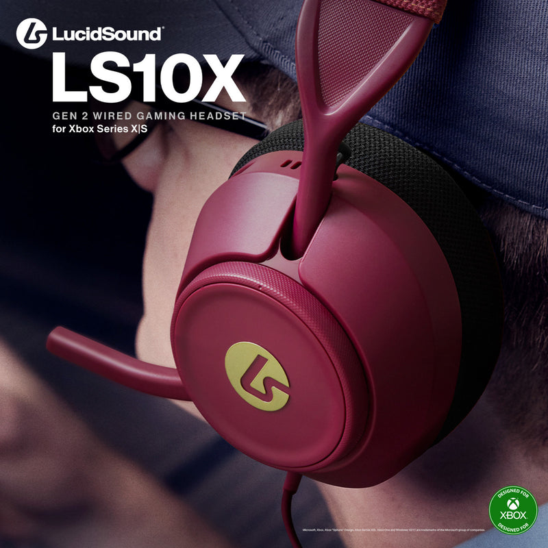 Load image into Gallery viewer, Powera lucidsound ls10x gen 2 bedrade gamingheadset voor xbox series x|s - robijn over-ear gaming headset (donkerrood, xbox series x|s, xbox one, pc)