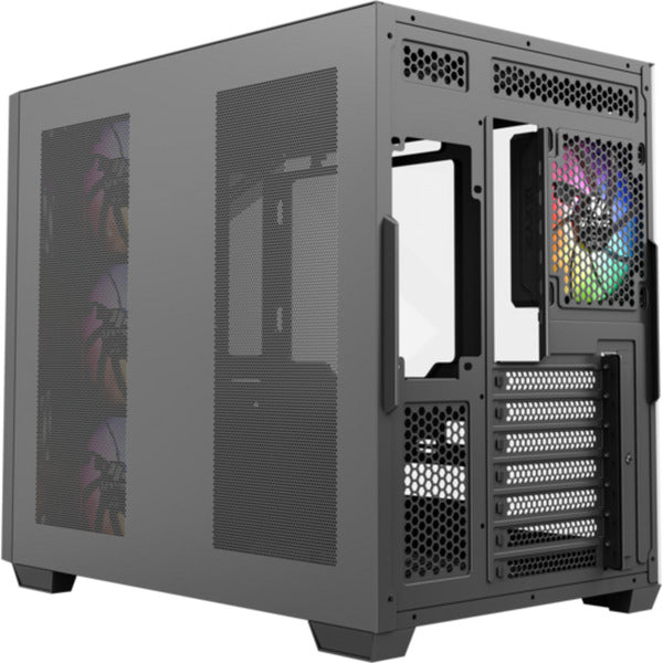 Afbeelding laden in galerijviewer, Xyz pc gear qubex midi tower behuizing (zwart | 2x usb-a | 1x usb-c | tempered glass)