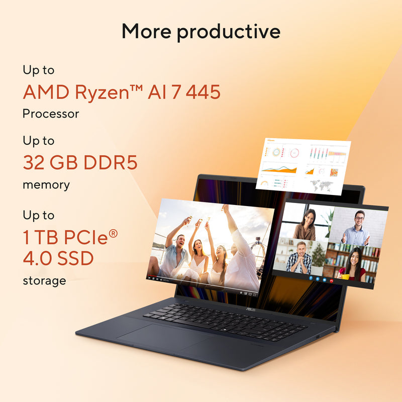 Afbeelding laden in galerijviewer, Asus vivobook 18 m1807ga-s8004w 18 laptop (blauw | ryzen 7 445 | radeon 840m | 32 gb | 1 tb ssd)
