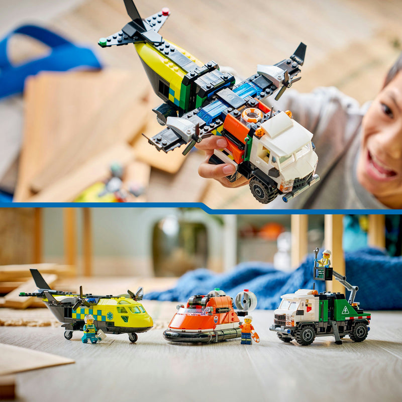 Load image into Gallery viewer, Lego city 60505 vliegtuig, servicewagen en hovercraft remix