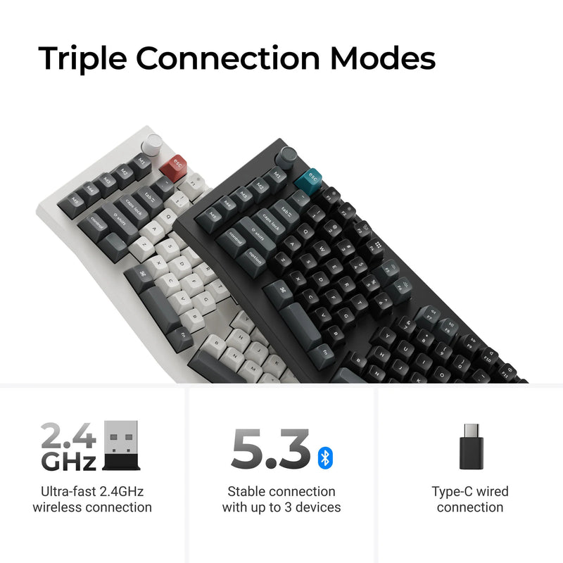 Load image into Gallery viewer, Keychron q13 ultra-m1 8k wireless custom mechanical keyboard (zwart, us lay-out (qwerty), silk pom red, 96%, rgb, hot swap, 8k, 2.4 ghz | bluetooth 5.2 | usb-c)