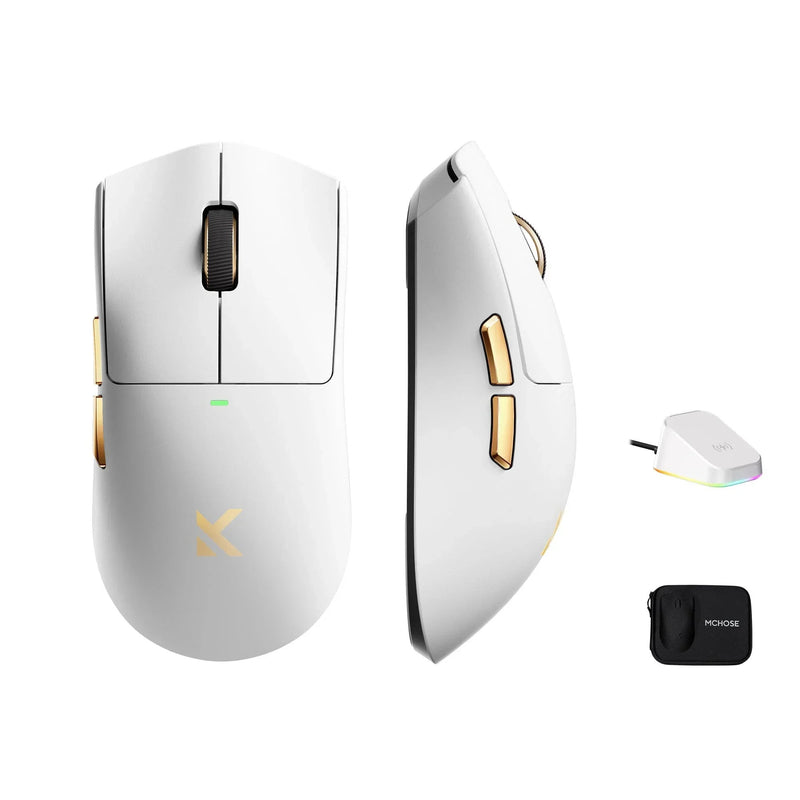 Afbeelding laden in galerijviewer, Mchose k7 ultra lightweight wireless gaming mouse (wit goud, rgb, usb 2.4 ghz, 42.000 dpi)