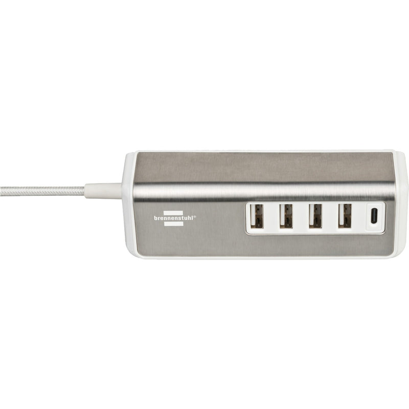 Load image into Gallery viewer, Brennenstuhl estilo meervoudige usb-lader (wit roestvrij staal)