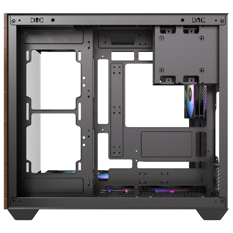 Load image into Gallery viewer, Antec cx800 wood argb midi tower behuizing (zwart houtkleur | 1x usb-a | 1x usb-c | tempered glass)