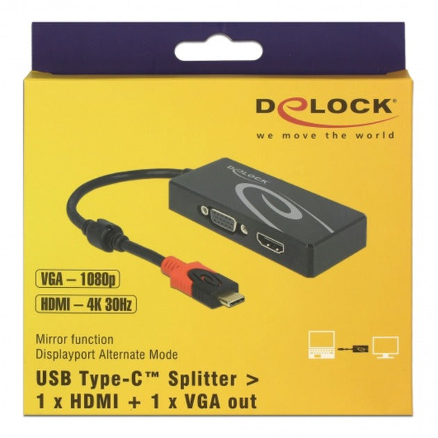Load image into Gallery viewer, Delock usb-c > hdmi vga adapter (zwart, 0,2 meter)