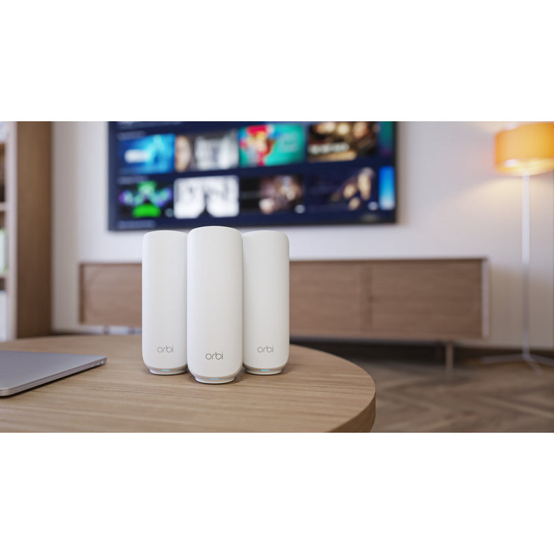 Load image into Gallery viewer, Netgear orbi 370 wifi mesh systeem, dual-band wifi 7-mesh systeem, 3 stuks mesh router (wit, 1x orbi wifi 7-router (rbe371), 2x orbi wifi 7-satellieten (rbe370))