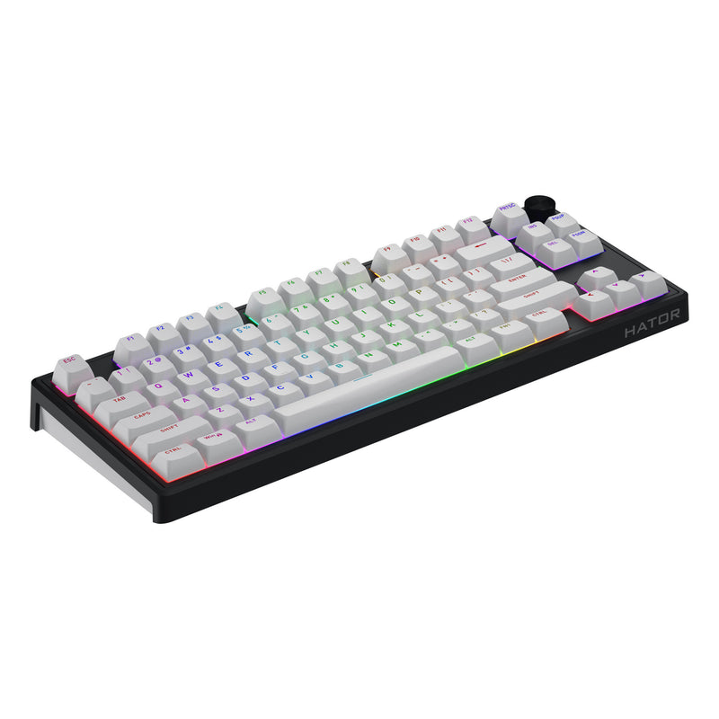 Load image into Gallery viewer, Hator skyfall wireless rgb mechanisch gaming toetsenbord (zwart, us lay-out (qwerty), hator aurum lemon, 80% (tkl), rgb, double shot abs, hot-swap, 2.4ghz | bluetooth | usb-c)