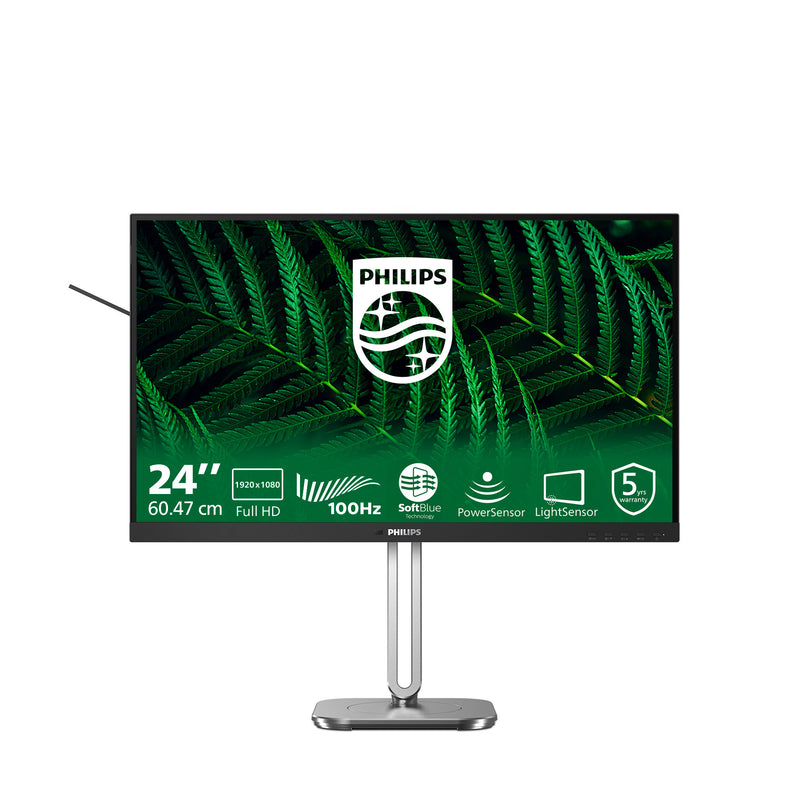 Load image into Gallery viewer, Philips 24b2g5200 23.8 monitor (zilver zwart, vga, hdmi, displayport, usb, audio, 100 hz)