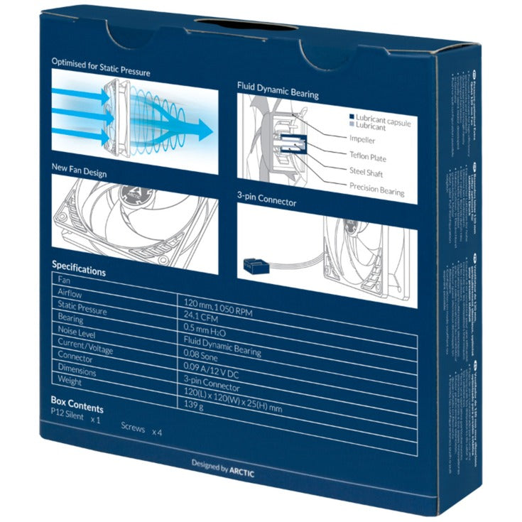 Load image into Gallery viewer, Arctic p12 silent case fan (zwart, 120 x 120 x 25 mm)