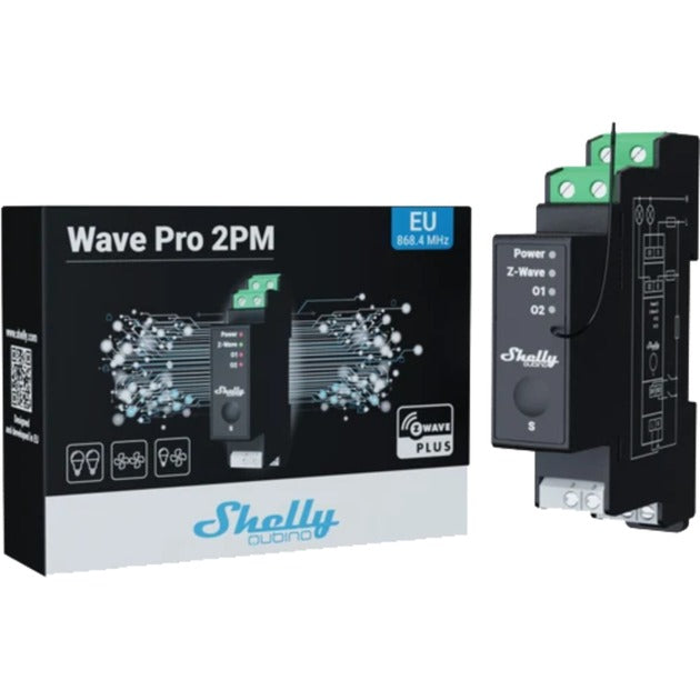 Load image into Gallery viewer, Shelly qubino wave pro 2pm relais (zwart)
