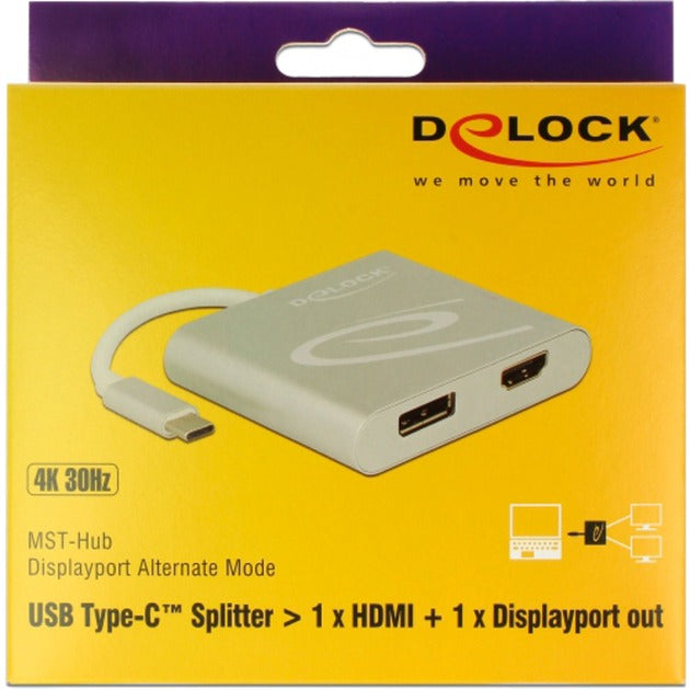 Load image into Gallery viewer, Delock usb-c > 1x hdmi + 1x displayport adapter (zilver, 0,1 meter, 4k)