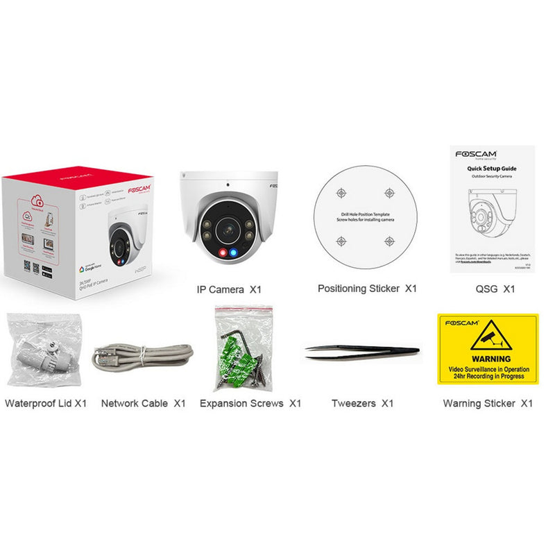 Afbeelding laden in galerijviewer, Foscam w5ep, 3k 5mp qhd poe ip camera (wit)