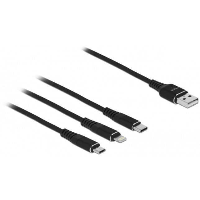 Load image into Gallery viewer, Delock usb charging cable 3 in 1 for lightning, micro usb, usb-c kabel (zwart, 1 meter)