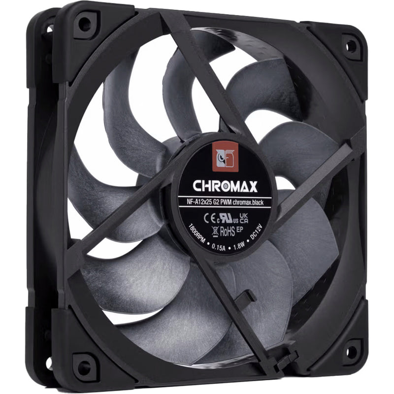 Load image into Gallery viewer, Noctua nf-a12x25 g2 pwm chromax.black case fan (zwart, 120 x 120 x 25 mm)