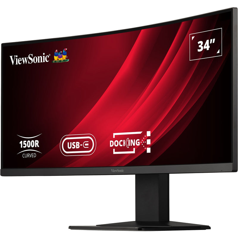 Load image into Gallery viewer, Viewsonic uwqhd curved docking monitor met kvm-switch vg3419c 34 ultrawide (zwart (mat), 1x hdmi, 1x displayport, usb-a, usb-b, usb-c, lan, audio)
