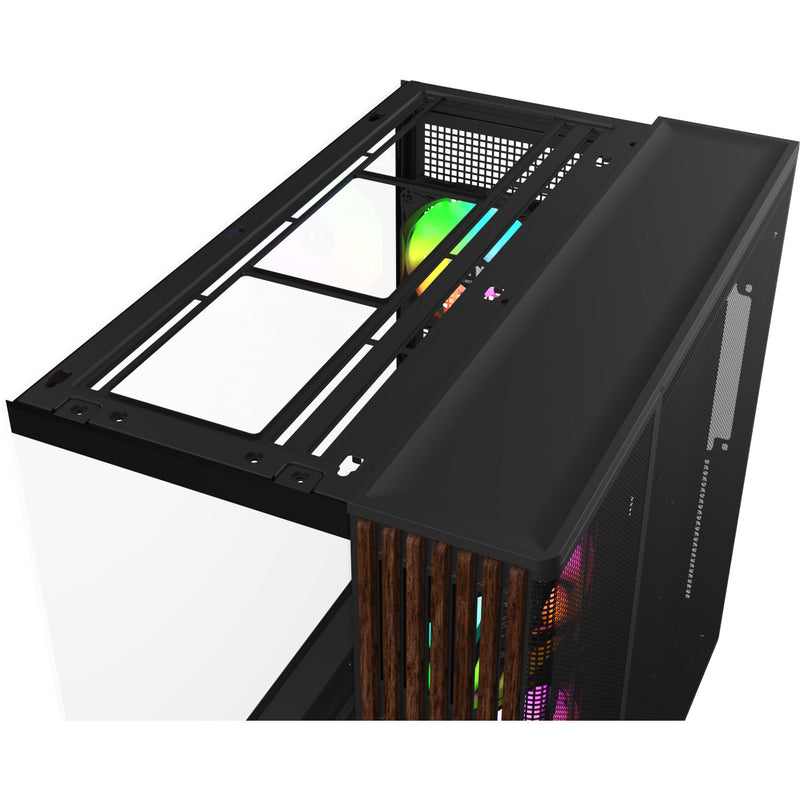 Load image into Gallery viewer, Thermaltake view 380 xl ws argb midi tower behuizing (zwart houtkleur | 2x usb-a | 1x usb-c | rgb | tempered glass)