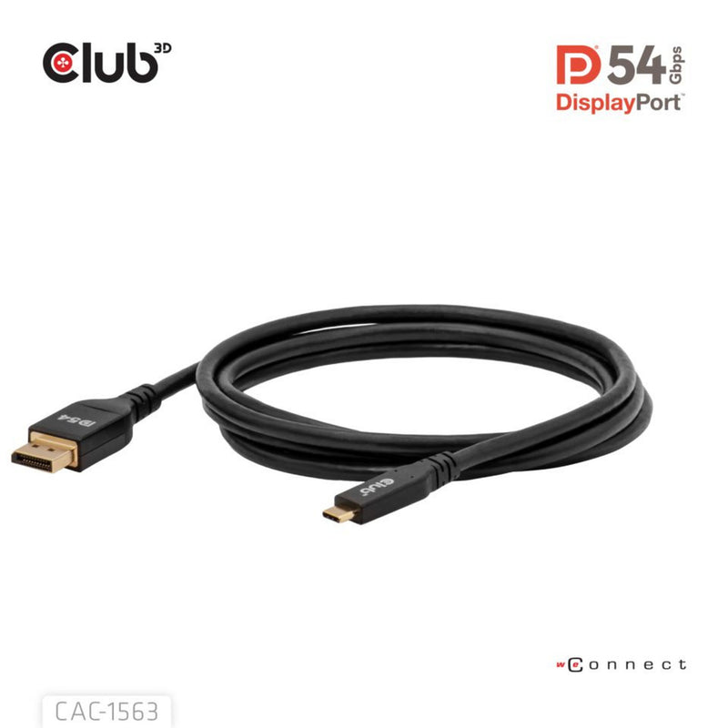 Afbeelding laden in galerijviewer, Club 3d usb-c naar displayport 2.1 dp54 bi-directioneel kabel, 8k120hz 2m (zwart)