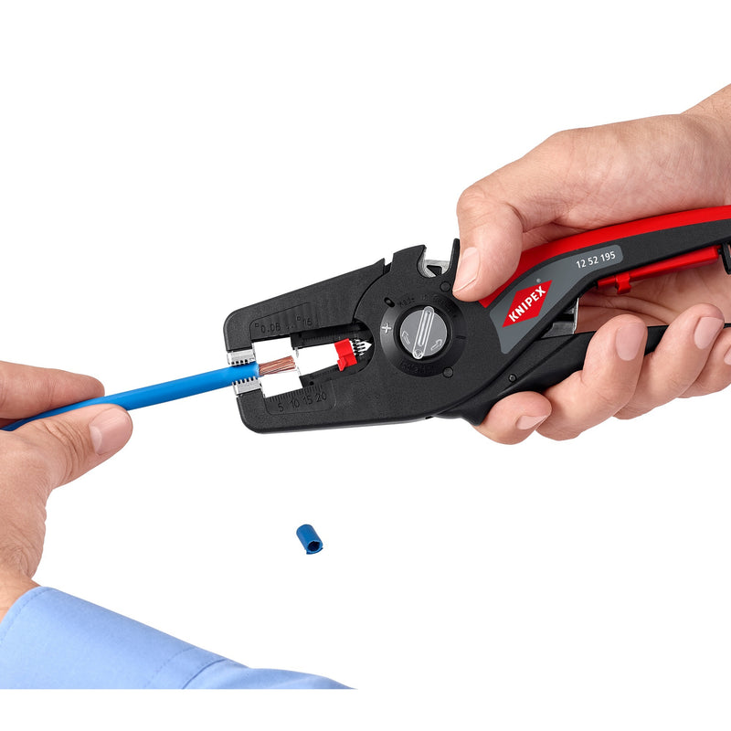 Load image into Gallery viewer, Knipex precistrip16 automatische afstriptang (zwart rood, geïntegreerde draadsnijder)