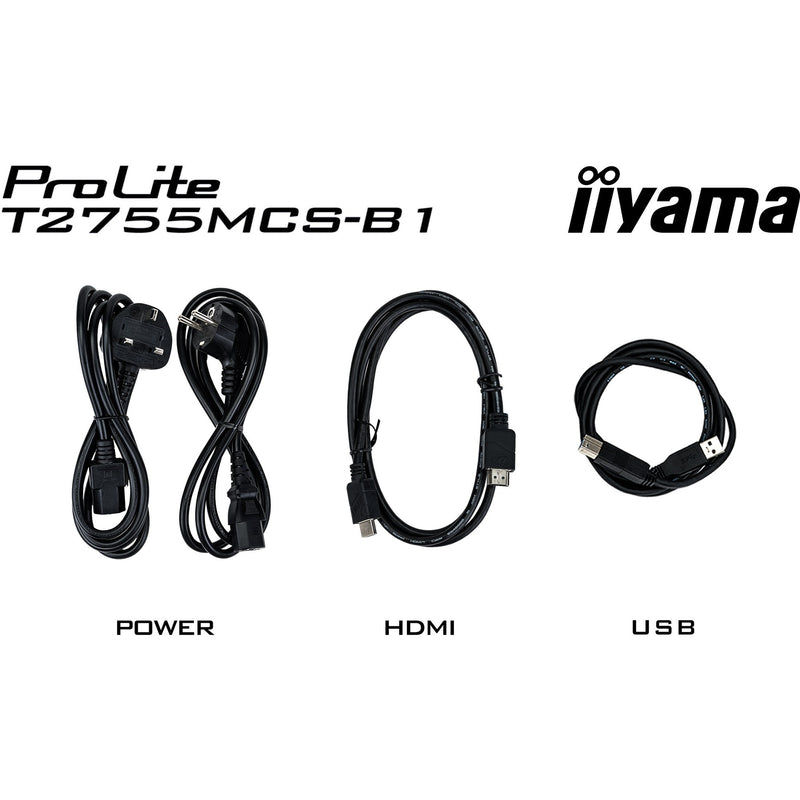 Load image into Gallery viewer, Iiyama prolite t2755msc-b1 27 touchscreen monitor (zwart, hdmi, displayport, 2x usb-a)