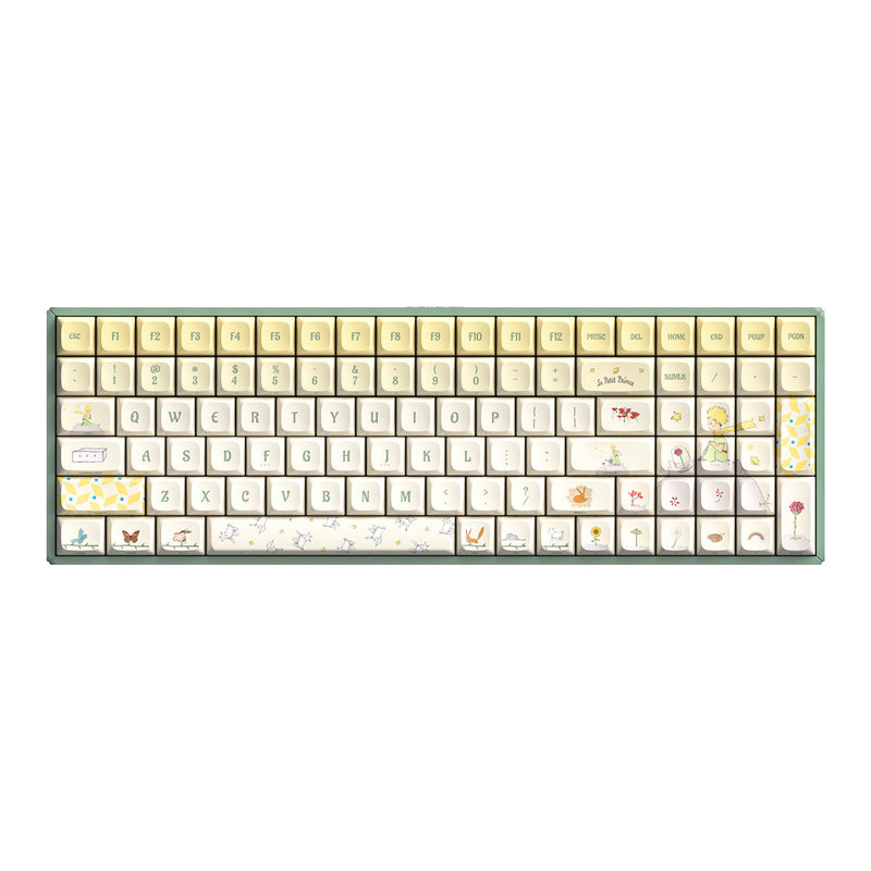Afbeelding laden in galerijviewer, Iqunix f97 floral date rgb mechanisch gaming toetsenbord (groen, us lay-out (qwerty), iqunix little prince, 96%, rgb leds, hot-swappable, pbt, 2.4ghz | bluetooth 5.1 | usb-c)