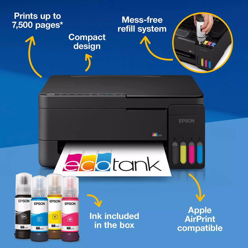 Load image into Gallery viewer, Epson ecotank et-2912 all-in-one inkjetprinter (zwart, scannen, kopiëren, wi-fi, inclusief tot 3 jaar inkt, c11cl62406)