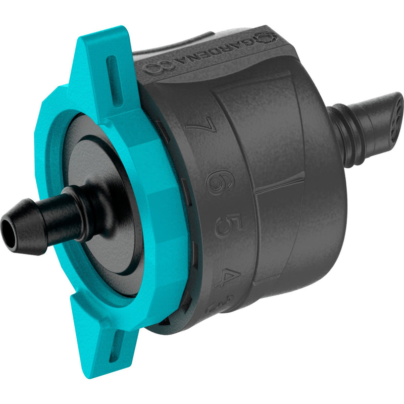Load image into Gallery viewer, Gardena verstelbare einddruppelaar, drukcompenserend. druppelaar (zwart turquoise, 5 stuks)