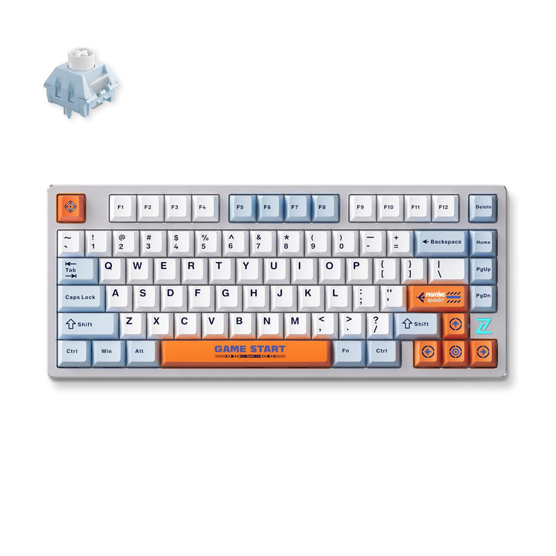 Afbeelding laden in galerijviewer, Mchose z75s orange blue snow tiger metal top cover wireless mechanical rgb toetsenbord (grijs, us lay-out (qwerty), ttc snow tiger, 75%, rgb, hot swap, double-shot pbt, draadloos | bluetooth | usb-c)