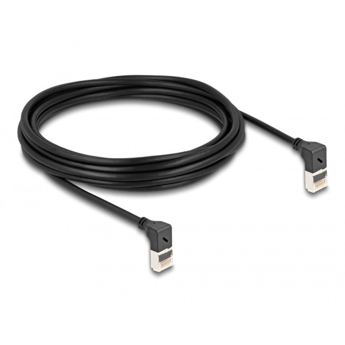 Load image into Gallery viewer, Delock rj45 network cable cat.6a s ftp slim 90° upwards upwards angled 5 m kabel (zwart)