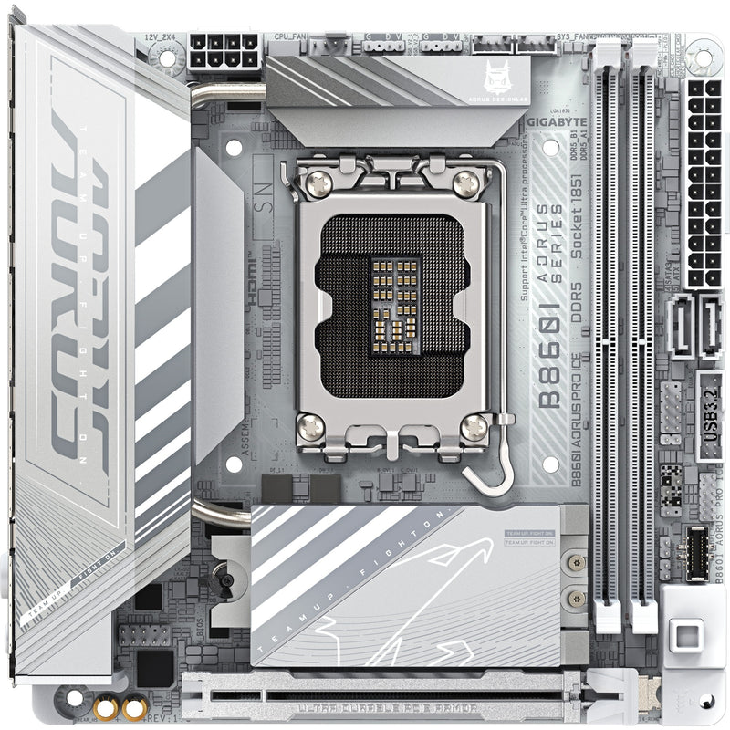 Load image into Gallery viewer, Gigabyte b860i aorus pro ice socket 1851 moederbord (zilver, raid, 2.5gb-lan, wi-fi 7, bt, sound, mini-itx)