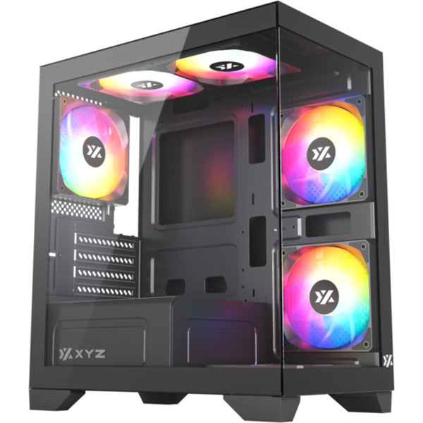 Afbeelding laden in galerijviewer, Xyz pc gear titanium view lite midi tower behuizing (zwart | 2x usb-a | tempered glass)