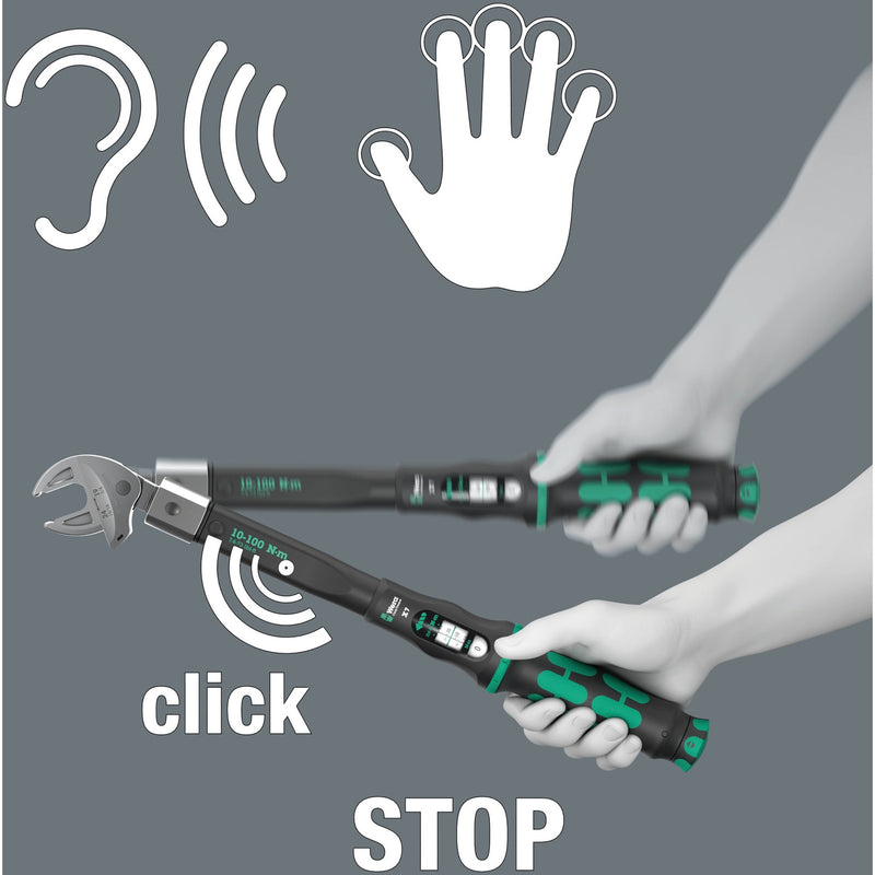 Load image into Gallery viewer, Wera click-torque x 7 draaimomentsleutel voor insteekgereedschappen (zwart groen, 10-100 nm)