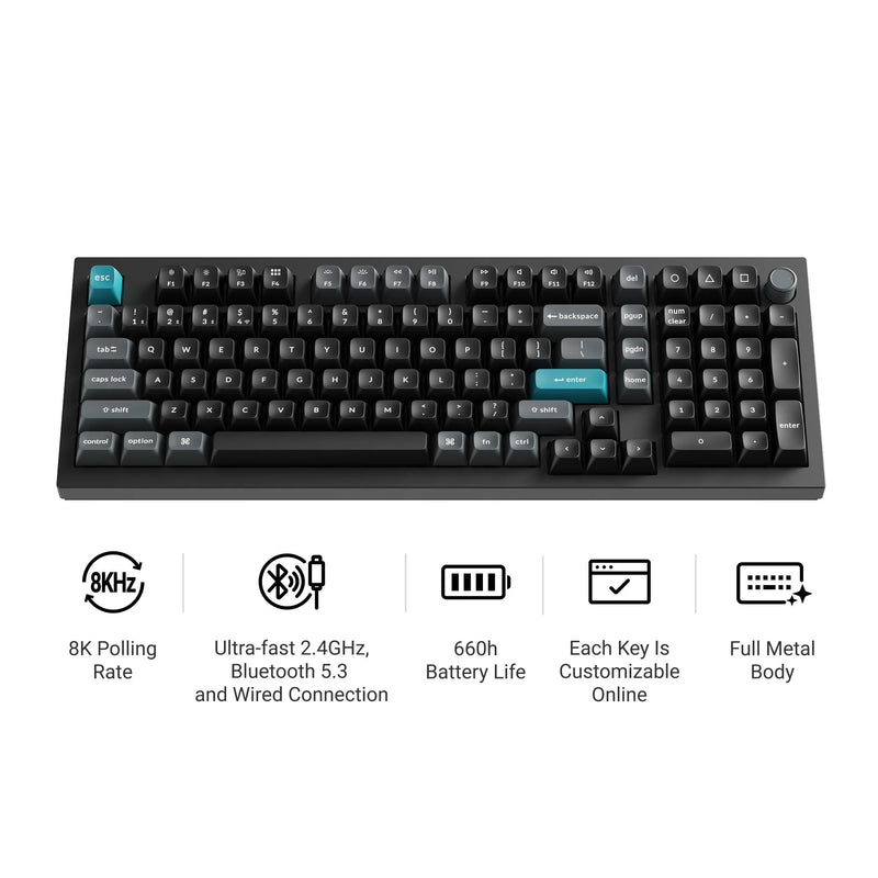 Load image into Gallery viewer, Keychron q5 ultra-m3 8k wireless custom mechanical keyboard (wit, us lay-out (qwerty), silk pom red, 96%, rgb, hot swap, 8k, 2.4 ghz | bluetooth 5.2 | usb-c)