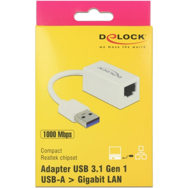 Load image into Gallery viewer, Delock superspeed usb-a (usb 3.1 gen 1) male > gigabit lan 10 100 1000 mbps compact adapter (wit, 0,127 meter)
