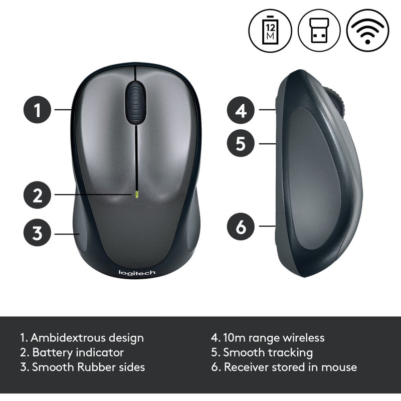 Load image into Gallery viewer, Logitech wireless mouse m235 (zwart grijs, nano-ontvanger)