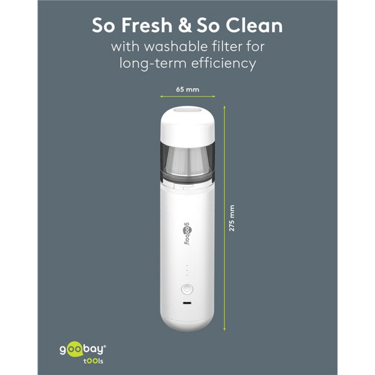 Load image into Gallery viewer, Goobay cordless mini vacuum cleaner advanced handstofzuiger (wit)