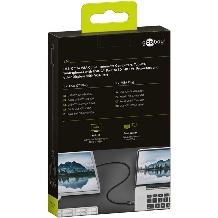 Load image into Gallery viewer, Goobay usb-c naar vga adapterkabel (zwart, 1,8 meter)