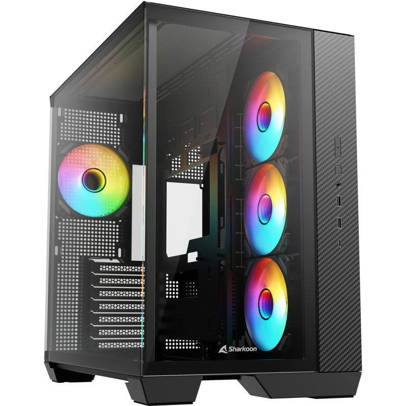 Load image into Gallery viewer, Sharkoon steel shark midi tower behuizing (zwart | 2x usb-a | 1x usb-c | rgb | tempered glass)