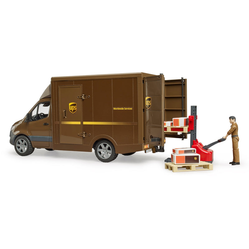 Load image into Gallery viewer, Bruder mb sprinter ups met chauffeur en toebehoren modelvoertuig (02678)