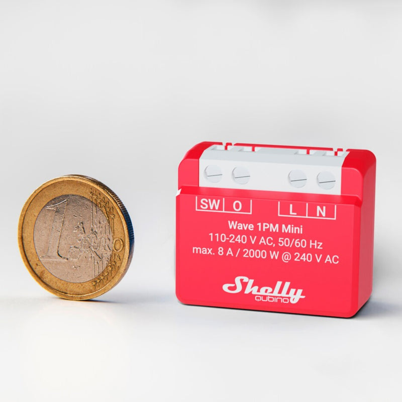 Load image into Gallery viewer, Shelly qubino wave 1pm mini relais (rood wit, 1-kanaals, z-wave)