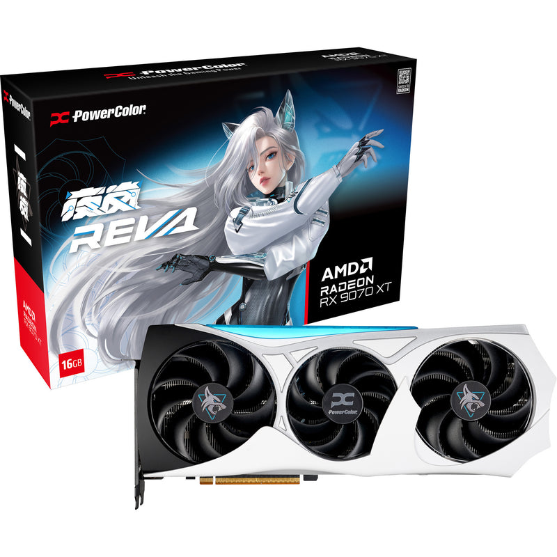 Load image into Gallery viewer, Powercolor radeon rx 9070 xt hellhound reva16gb limited edition grafische kaart (wit zwart, rdna4, gddr6, 3x displayport, 1x hdmi)