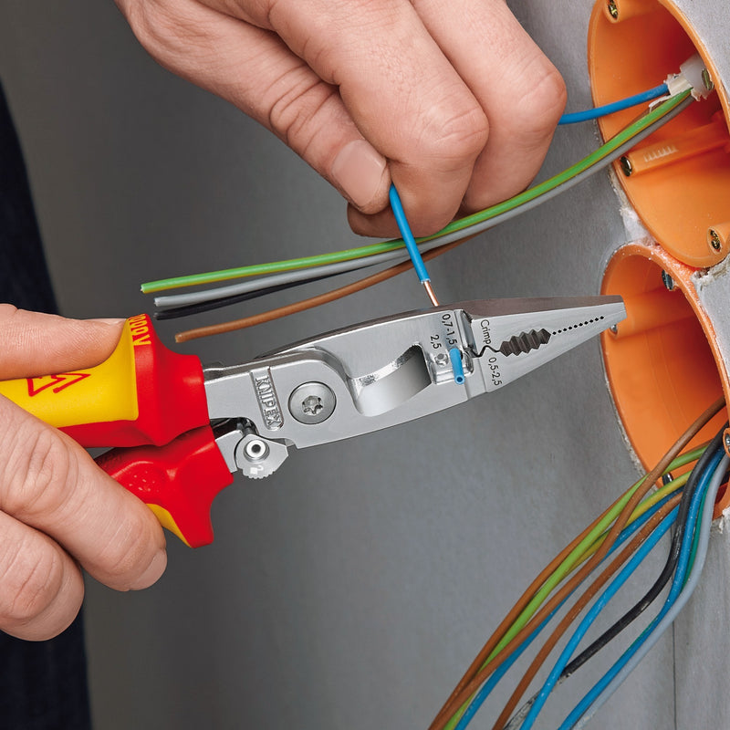 Load image into Gallery viewer, Knipex elektro installatietang 13 96 200 t (rood geel)