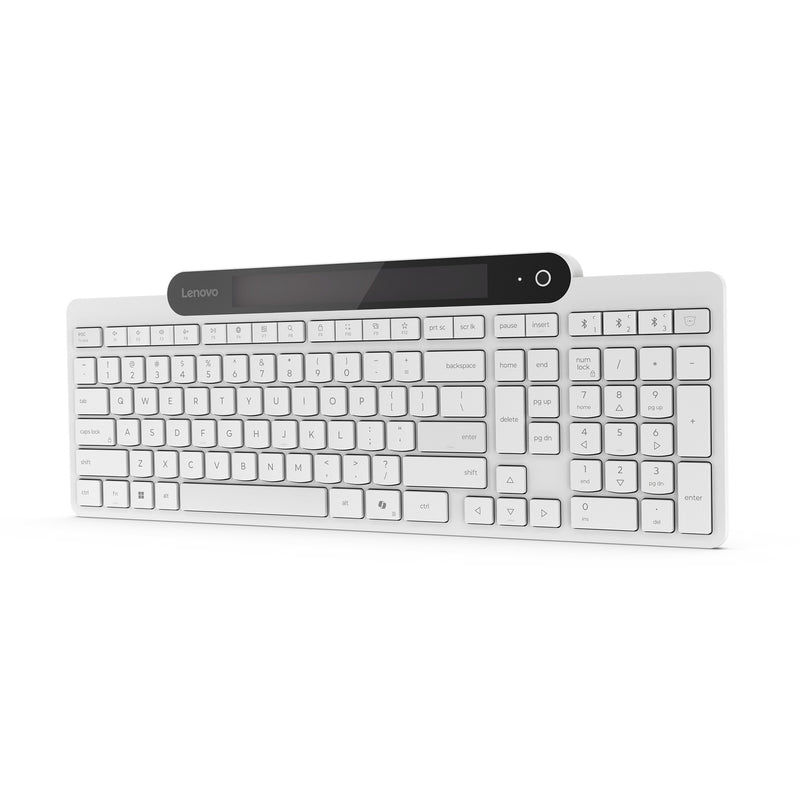 Afbeelding laden in galerijviewer, Lenovo 800 self-charging bluetooth keyboard (wit, us lay-out (qwerty), plunger, 100%, plunger switch, bluetooth 5.1, usb-c)