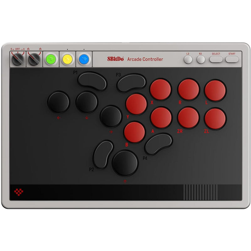 Afbeelding laden in galerijviewer, 8bitdo arcade controller (grijs rood, 2.4 ghz bluetooth usb, nintendo switch 1 + 2, pc)