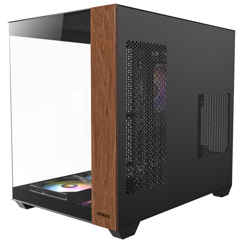Load image into Gallery viewer, Antec cx800 wood argb midi tower behuizing (zwart houtkleur | 1x usb-a | 1x usb-c | tempered glass)