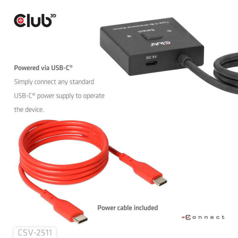 Afbeelding laden in galerijviewer, Club 3d usb-c bi-directional video + data + pd switch usb-switch (zwart)