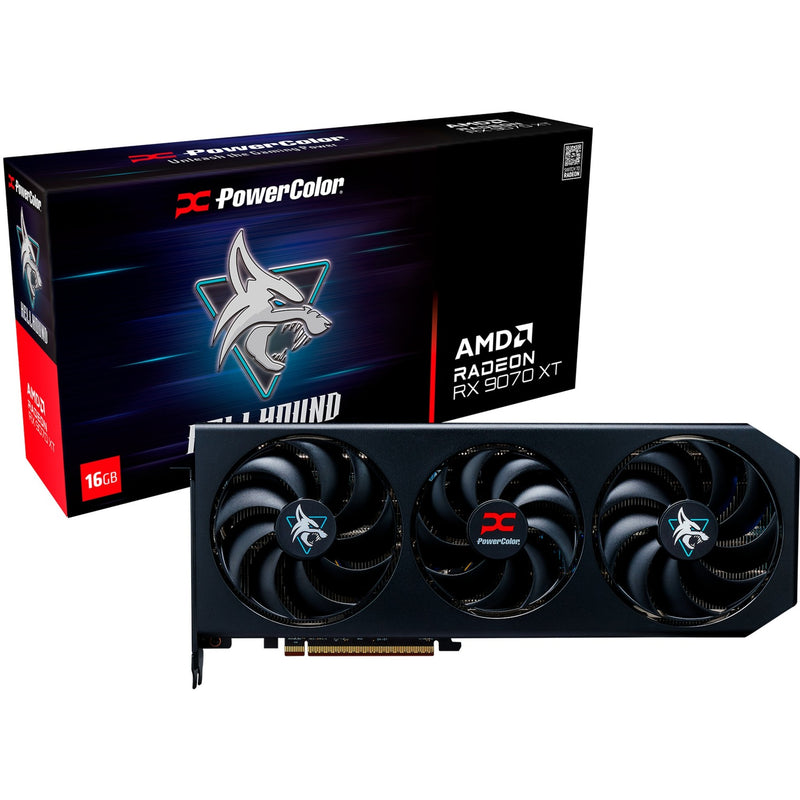 Afbeelding laden in galerijviewer, Powercolor radeon rx 9070 xt hellhound 16gb oc grafische kaart (zwart, rdna4, gddr6, 3x displayport, 1x hdmi)