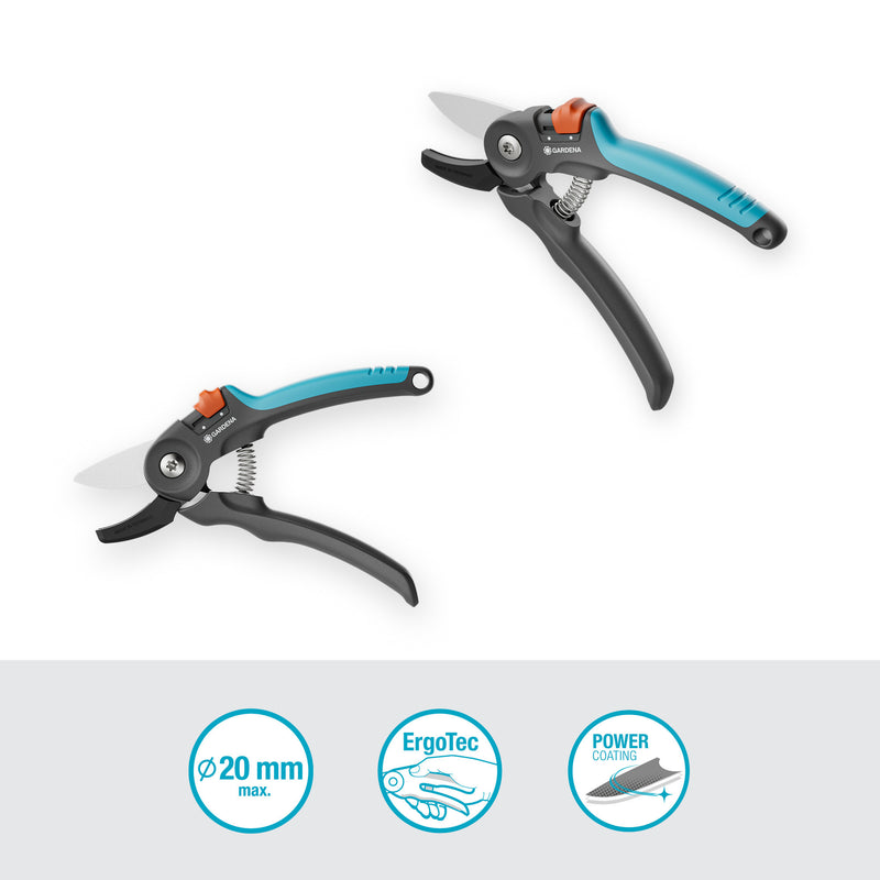 Load image into Gallery viewer, Gardena snoeischaar premiumcut voor droog hout (grijs turquoise, aambeeldsnede, 20 mm snoeidiameter)