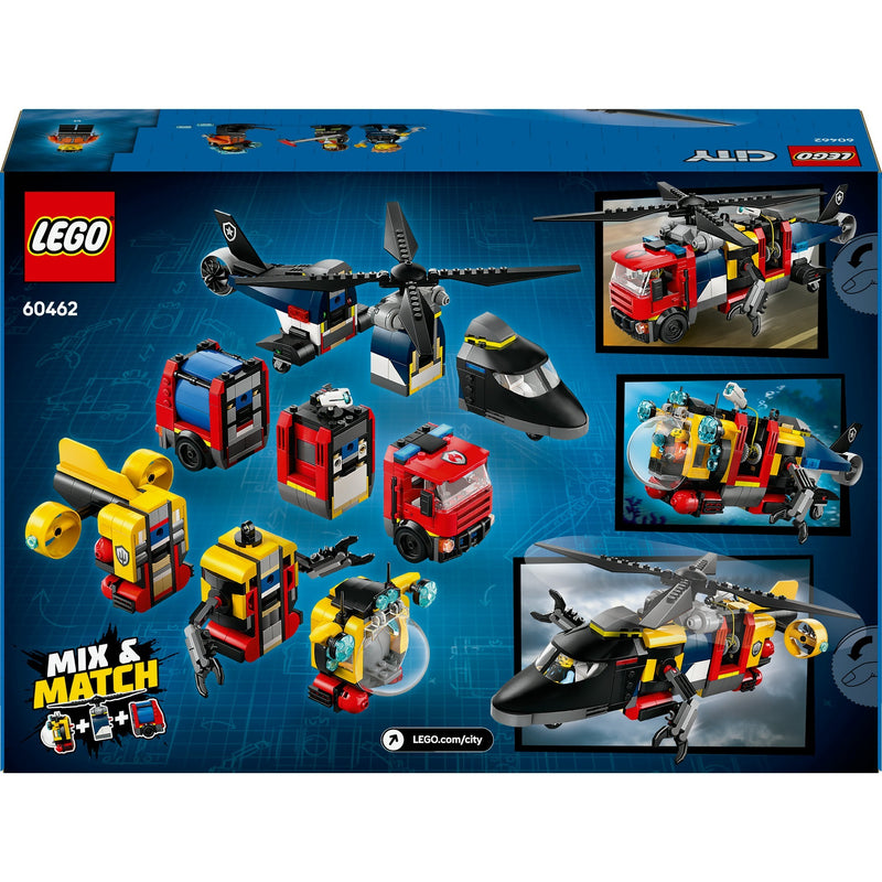 Load image into Gallery viewer, Lego city - helikopter, brandweerauto en onderzeeër remix constructiespeelgoed (60462 | set van 3 modulaire voertuigen)